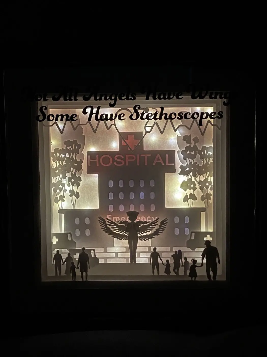 Front Line Workers 3D Light Shadow Box, Doctor Nurse Gift, handmade in Waterloo