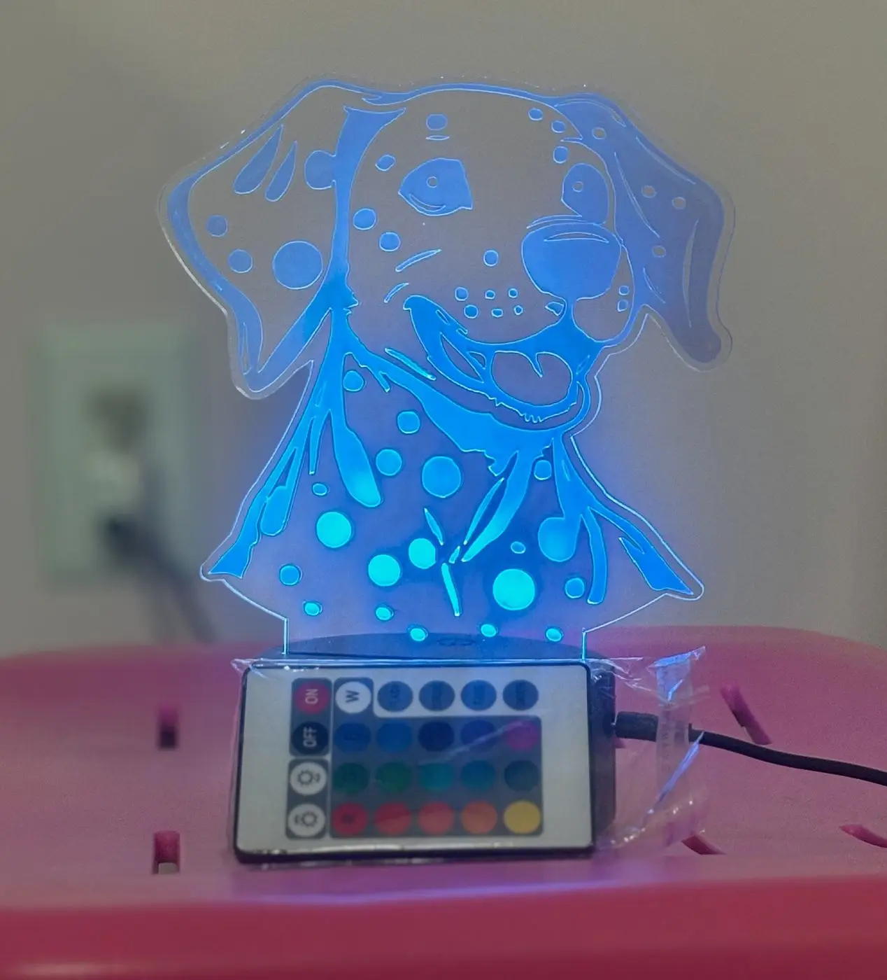 3D Dog Illusion LED Lamp, Color Changing Night Light, handmade in Waterloo