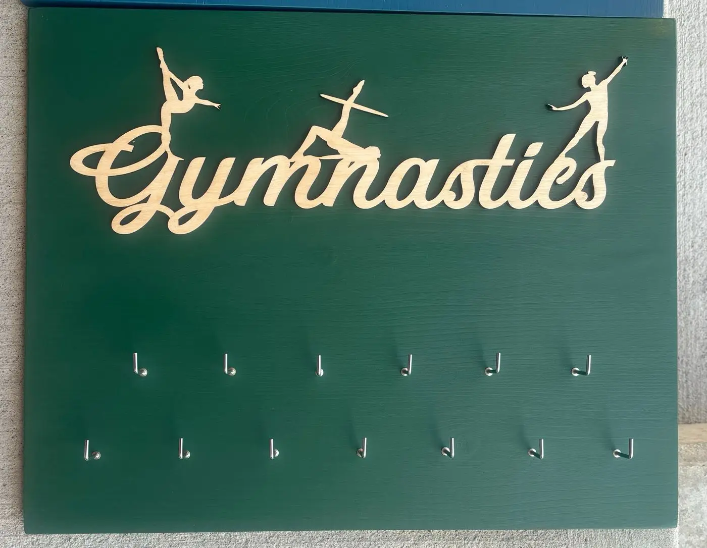 Custom race medal display, Personalized Wooden Medal Holder with Bib Slot, Wall Display, Waterloo