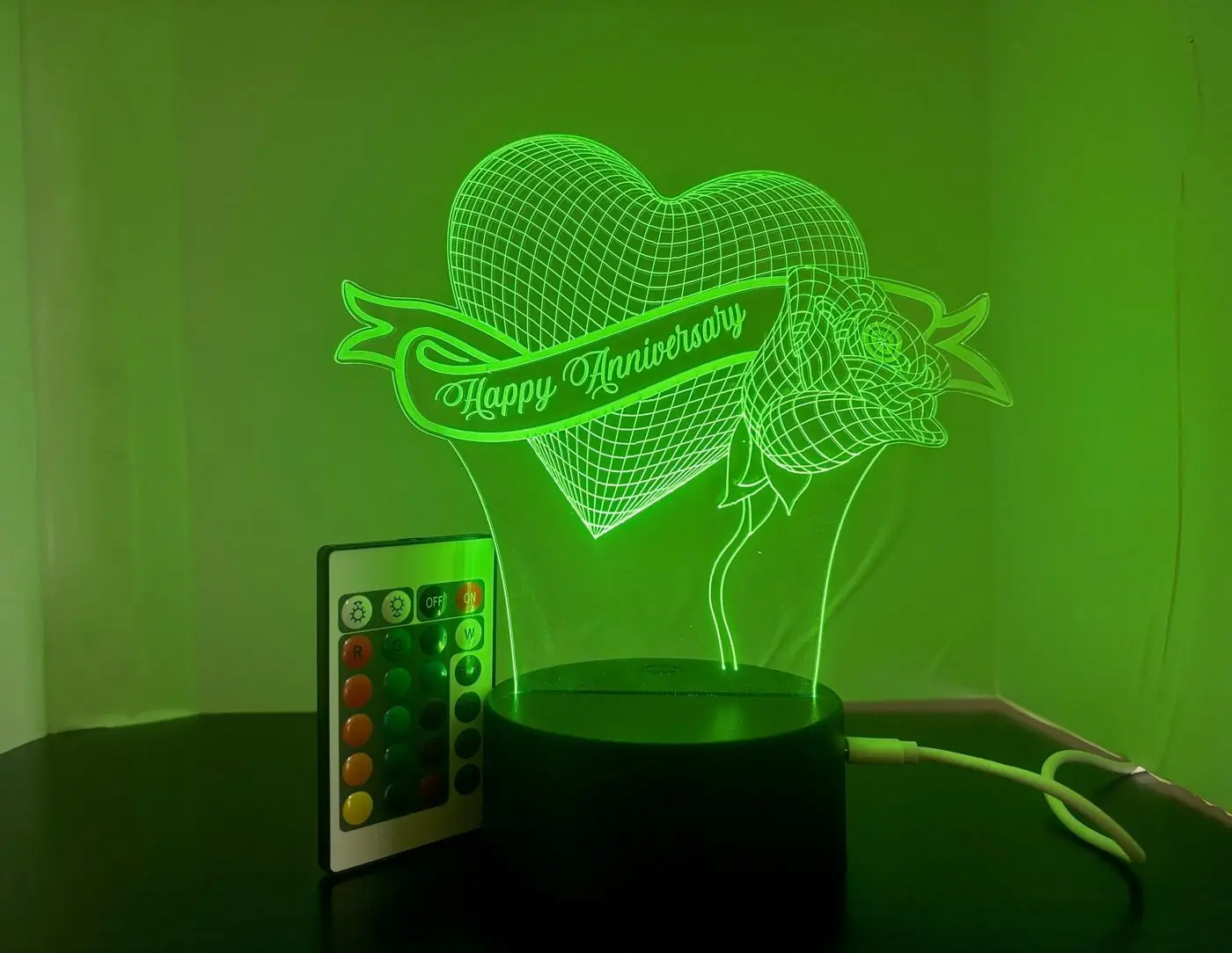 Custom 3D Illusion LED Lamp, Personalized Anniversary Gift, handmade in Waterloo