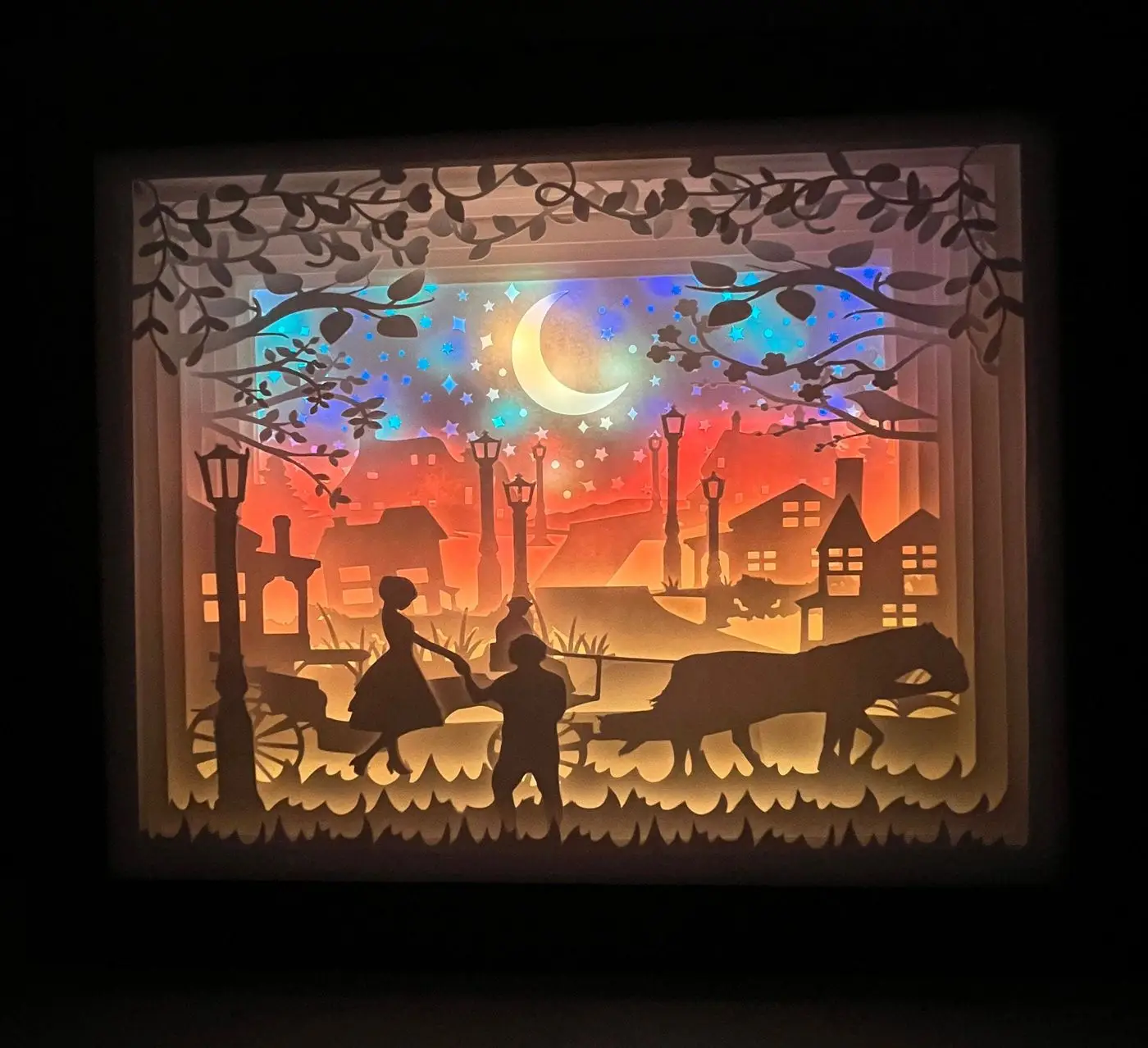 3D Paper Cut Light Box: Anniversary Shadowbox Night Light, handmade in Waterloo